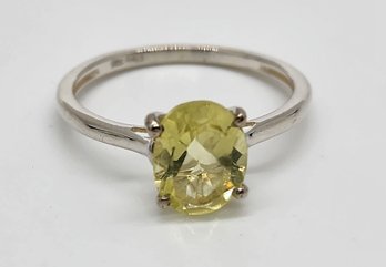 Brazilian Green Gold Quartz Ring In Sterling