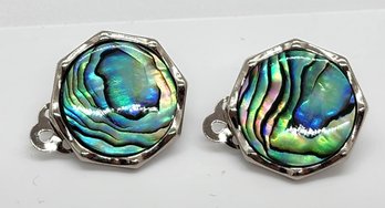 Vintage Abalone Shell Clip-on Earrings