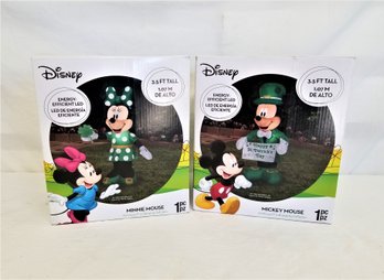 Gemmy 3.5 Ft St. Patrick's Day Disney's Mickey And Minnie Mouse Outdoor Inflatables