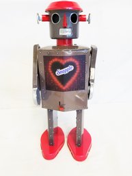 RARE Vintage Atomic Windup Robot 'Snapple Man' Tin Toy Promotional Collectible With COA - New Old Stock