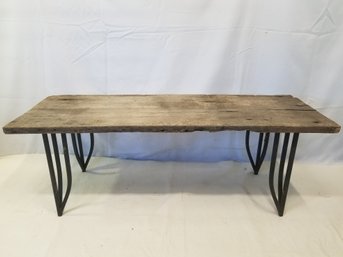 Rustic Raw Barn Wood Table With Metal Legs