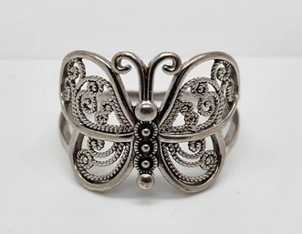 Stunning Vintage Sterling Silver Butterfly Ring