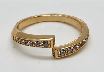 Fancy Gold Plated Sterling & CZ Ring