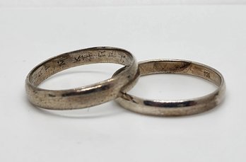 Pair Of Vintage Sterling Silver Band Rings