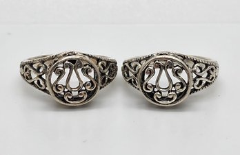 Pair Of Vintage Sterling Silver Rings