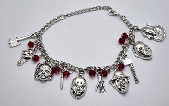 Horror Movie Fanatics Novelty Charm Bracelet In Silvertone