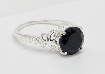 Australian Black Tourmaline Solitaire Ring In Sterling