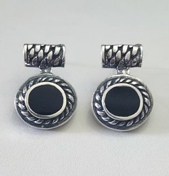 Gorgeous Vintage Sterling Silver Onyx Earrings