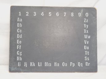 Vintage Small Black Kid's Chalkboard With Numbers & Small & Large Alphabet Letters