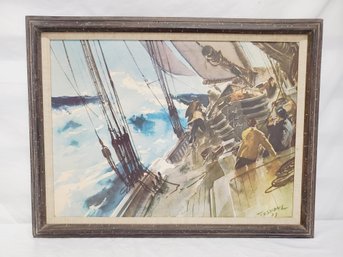 Vintage James Milton Sessions Storm At Sea Driving Home Framed Art Print