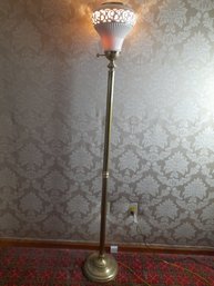 White And Brass Cut Out Shaded Floor Lamp By Lenox #14