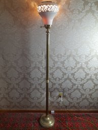 LENOX White And Brass Cut Out Shaded Floor Lamp  #13