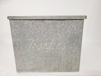 Vintage Borden's Galvanized Steel Milk Box With Hinged Flip Lid