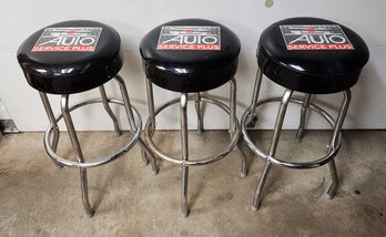 Set Of 3 Vintage Auto Service Plus Shop Stools