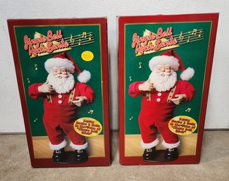 Pair Of Vintage Jingle Bell Rock Animated Santas