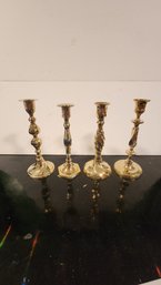 Collection Of Brass Candle Holders