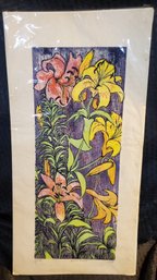 Beautiful Mervin Jules Woodcut Artist Proof Print - 24' X 12'