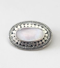 Vintage Sterling Silver Mother Of Pearl Color Pin