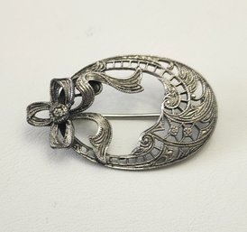 Old Vintage Sterling Silver Brooch