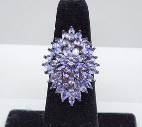 Tanzanite Ring In Platinum Over Sterling Silver