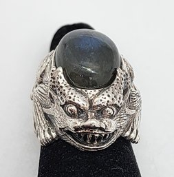 Awesome Bali AAA Labradorite Pixiu Ring In Sterling