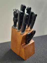 Hand Forged Rogers Knife Set With Knife Block