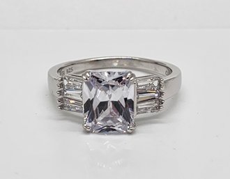 Premium White CZ, Rhodium Over Sterling Ring