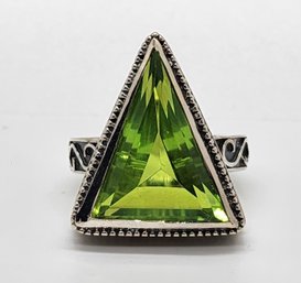 Chartreuse Quartz Ring In Sterling Silver