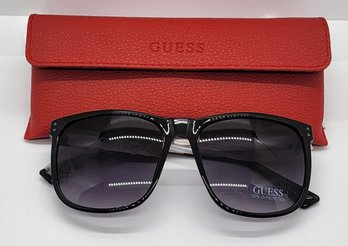 Guess Black Silver/Grey Gradient Sunglasses With Red Leather Branded Case