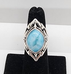 Blue Larimar Ring In Rhodium Over Sterling