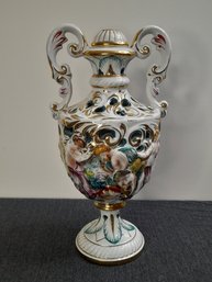 Capodimonte Italy Reticulated Hand Painted Porcelain Decorative Urn #2