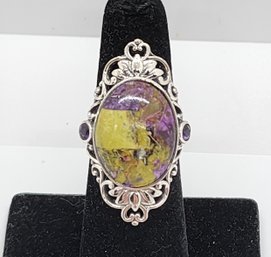 Tasmanian Stichite, Amethyst Ring In Sterling