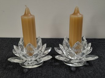 Floral Crystal Candle Holders