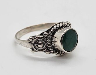 Bali, Emerald Ring In Sterling Silver