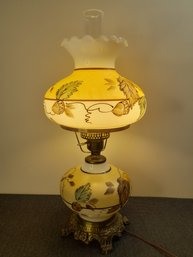 Fall Painted Hurricane Glass Table Lamp