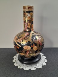 Large Gold And Floral Vase #1