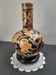 Large Gold And Floral Vase #2