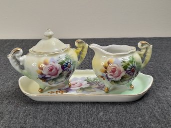 Lefton Floral Creamer And Sugar Set