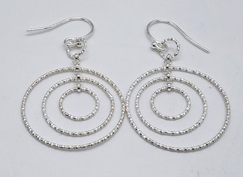 Circle Dangle Earrings In Sterling Silver