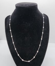 Italian Sterling Station Oval Moon Chain Necklace