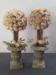 Faux Floral Planters Set Of 2