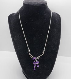 African Amethyst Necklace In Stainless Steel