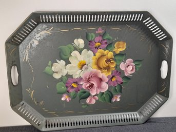 Black Floral Serving Tray