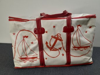 Red And White Nuatical Cooler Bag