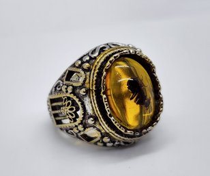 Cool Faux Amber Preserved Bug Ring