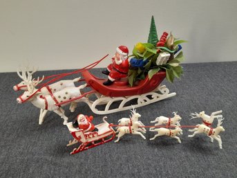 Vintage Santa Sleighs Lot Of 2