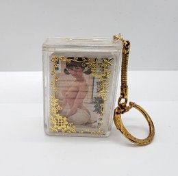 Vintage Risque Mini Nude Playing Cards Keychain