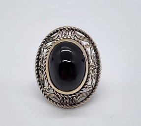 Natural Black Spinel Ring In Sterling Silver