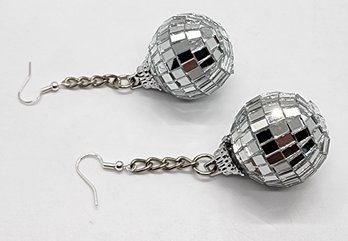 Handmade Disco Ball Drop Earrings With Sterling Ear Wires