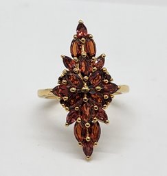 Garnet Elongated Ring In Yellow Gold Over Sterling